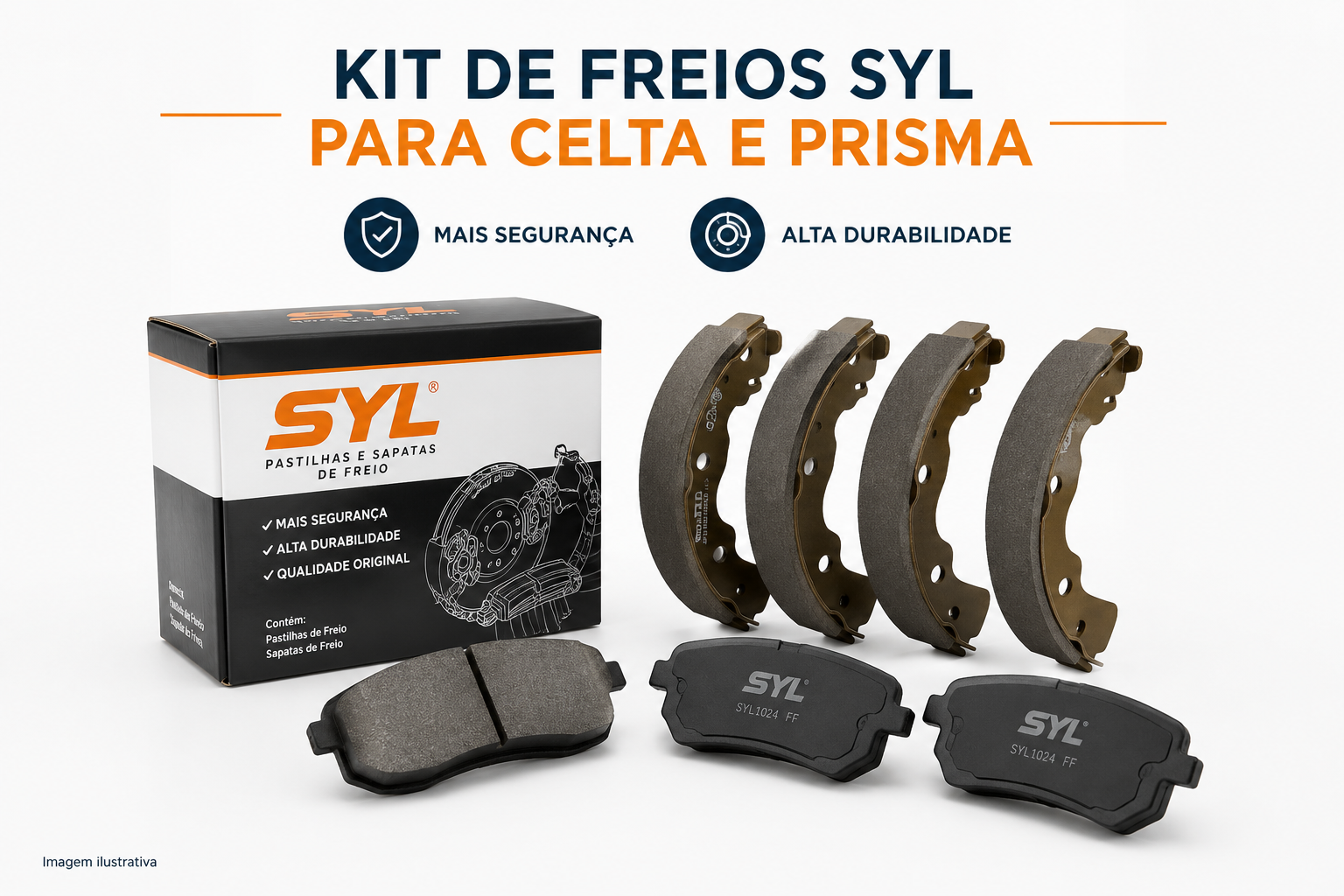 Kit Pastilha Dianteira e Sapata Traseira Syl para GM Celta e Prisma