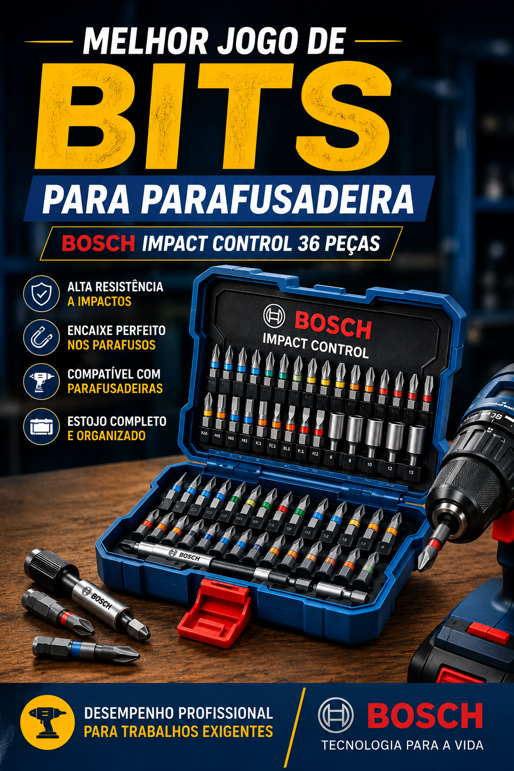 Bosch Impact Control 36 Peças: O Melhor Jogo de Bits para Parafusadeira em 2026
